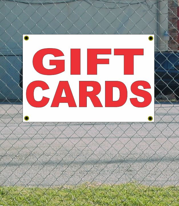2×3 GIFT CARDS Red & White Banner Sign NEW Discount Size & Price FREE SHIP