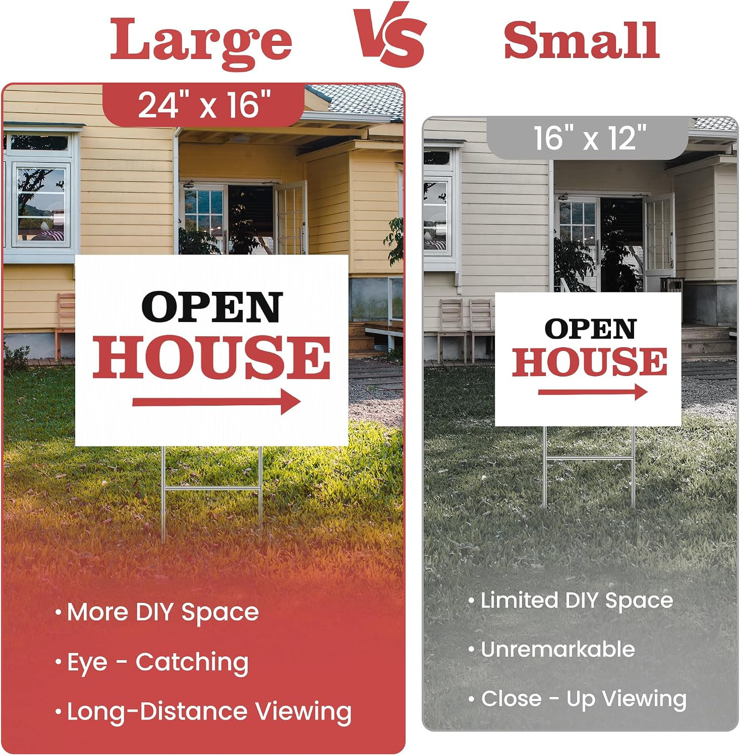 ComboJoy Blank Yard Signs with Stakes, 24 x 16 Inches Corrugated Plastic Custom