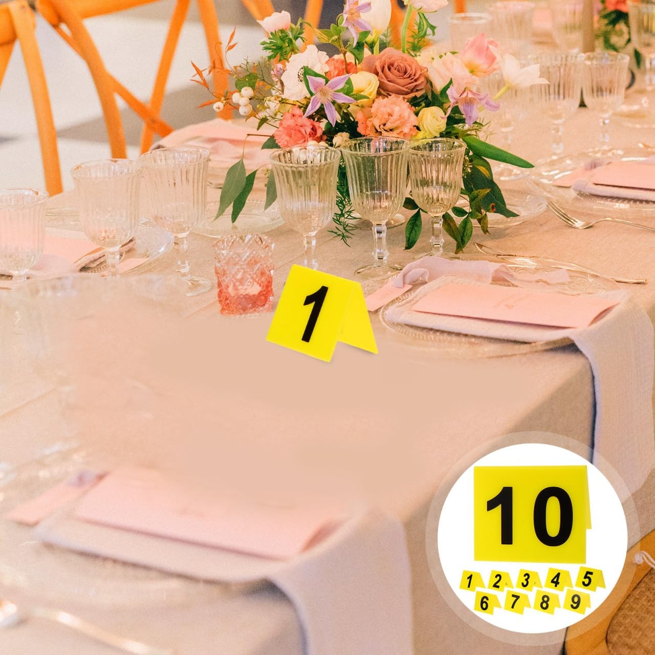 10 PCS Restaurant Table Numbers 1-10 Double Side Numbered Tents Markers Set