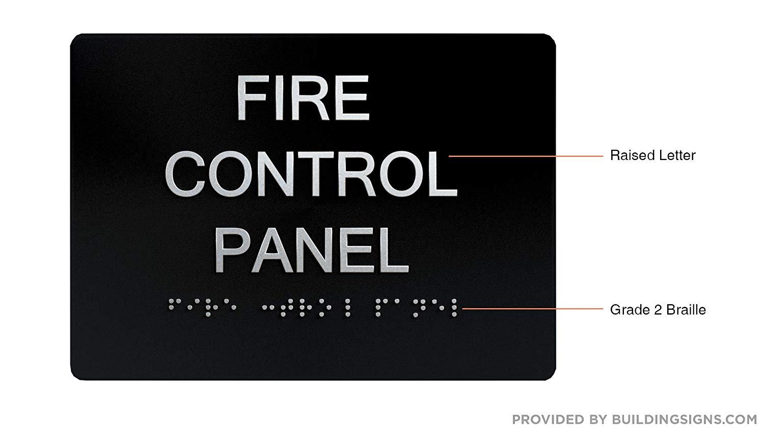 FIRE Control Panel Sign Black (Aluminium, Black/Silver,Size 5×7) ..REF24-1027