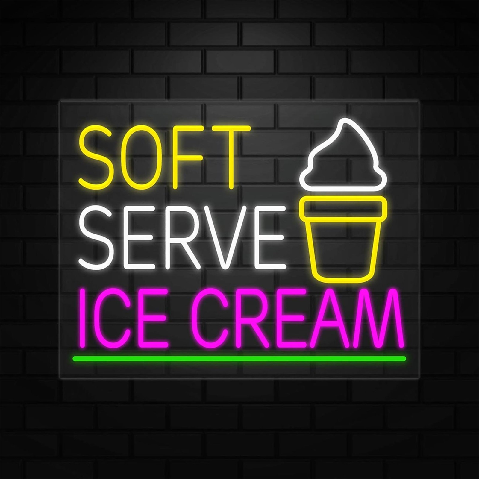 Soft Serve Ice Cream Sign for Retail Displays | LED Flex Neon |31″W x 24″H x 1″D