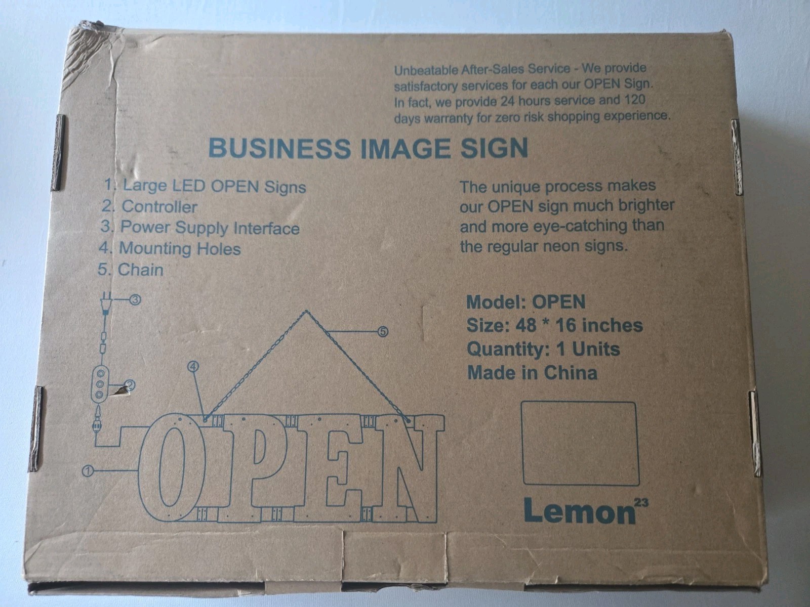 48″X 16″ Large LED Open Sign with Remote Control High Bright Visibility Business