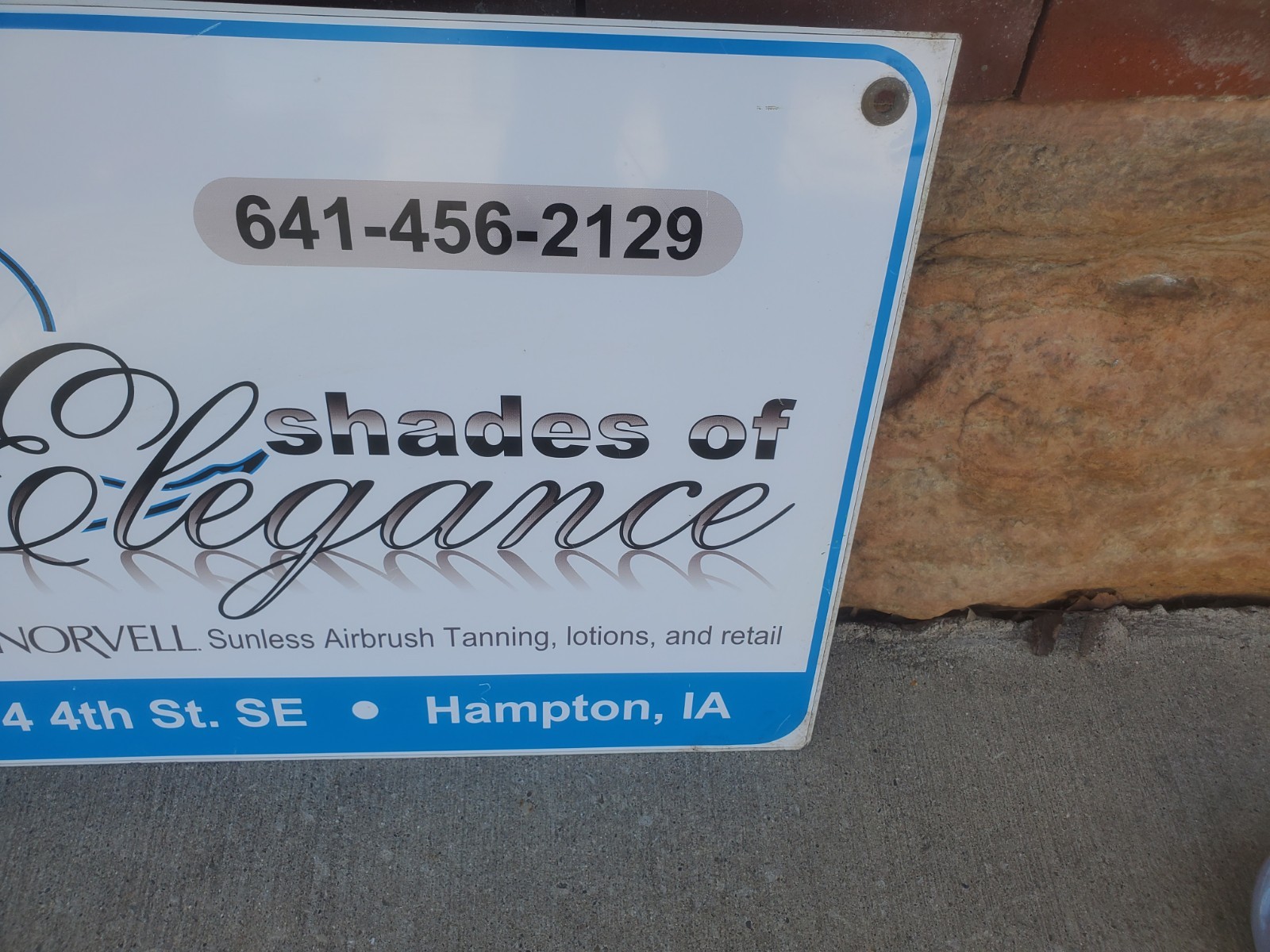 24″ X 18″ Sign Shades Of Elegance Hampton Iowa Norvell Tanning Hard Plastic