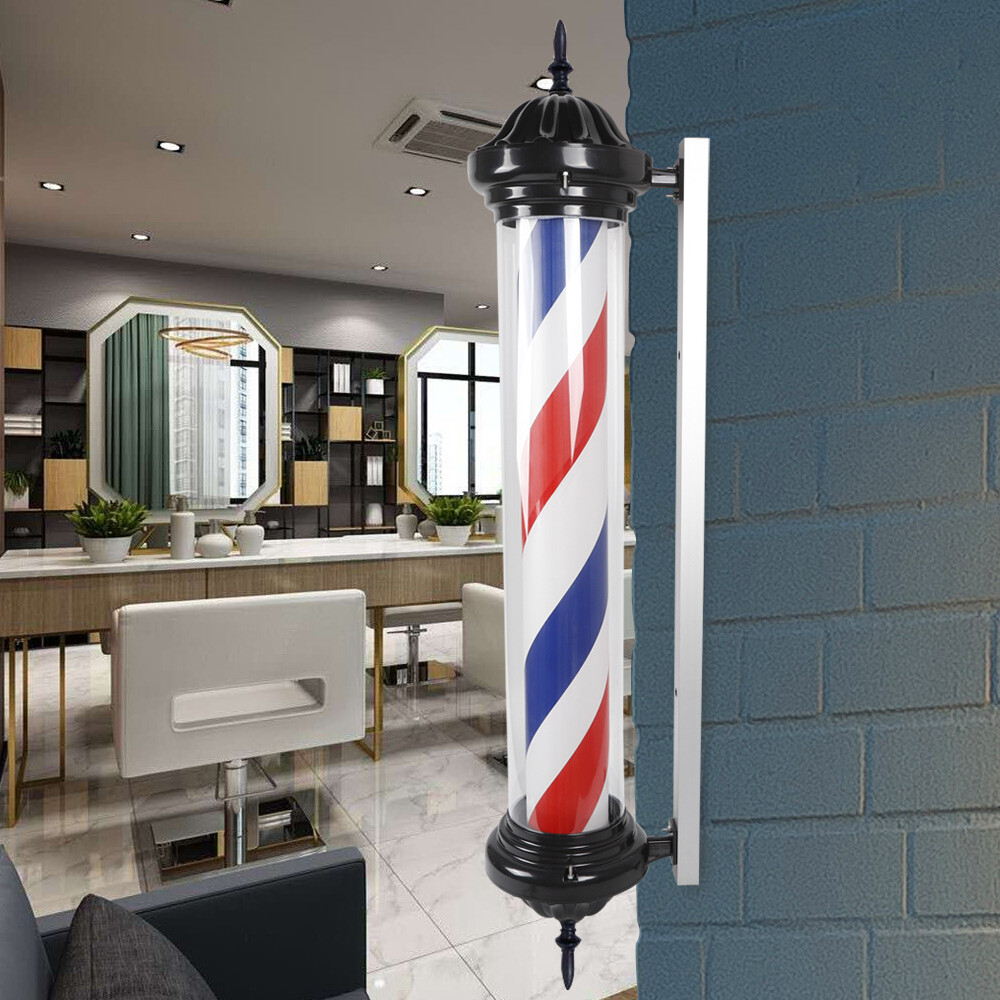 40″ Outdoor Barber Shop Pole Rotating Light Hair Salon Sign Illuminated Light