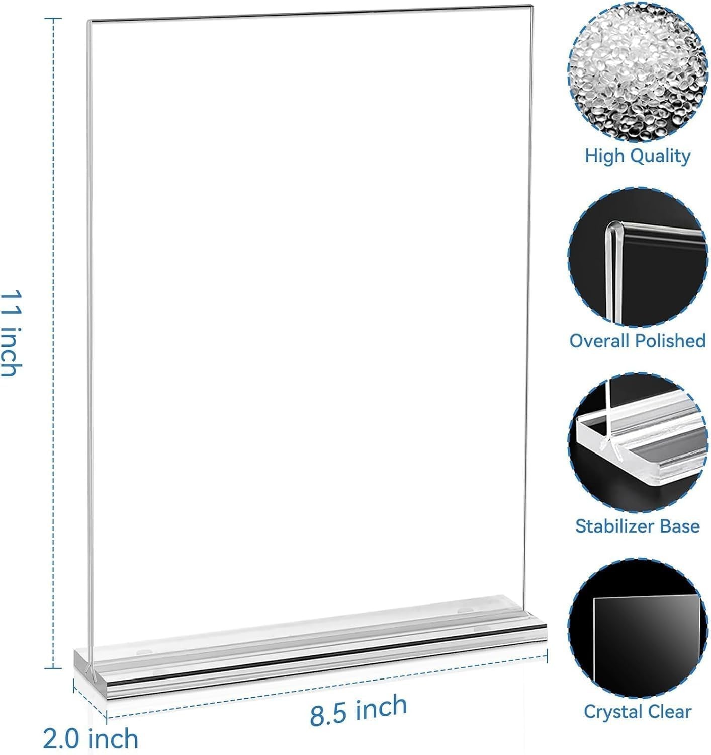 EHWINE Acrylic Sign Holder 8.5 x 11, 10 Pack Double-Sided Stand up Clear