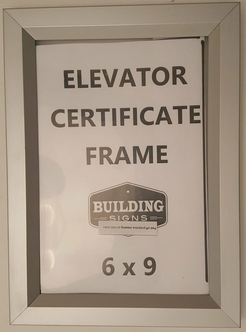 Elevator Inspection Certificate Frame 6 x 9 (Heavy Duty – Aluminum)-REF24-1027