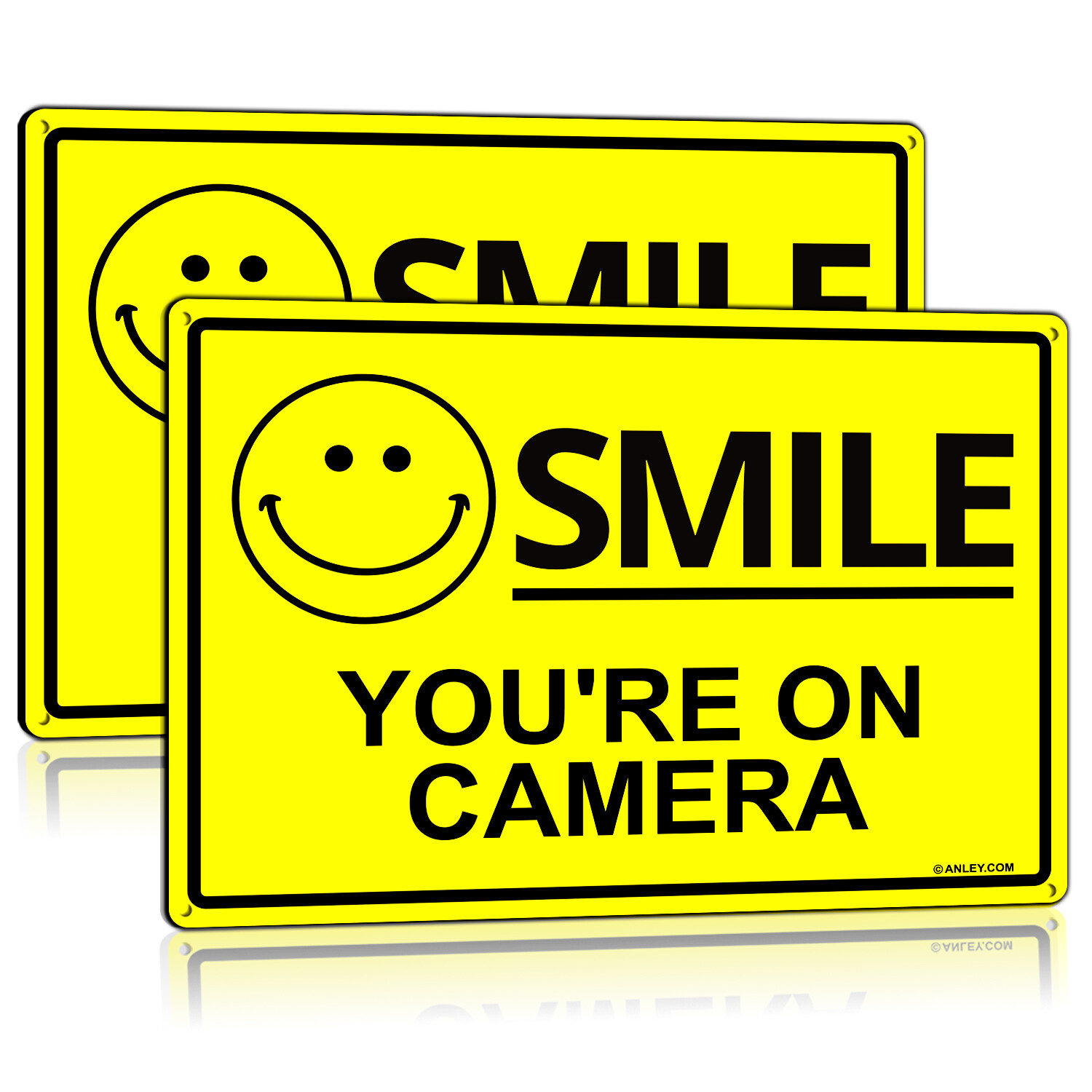 Anley 2 Pack Smile You’re on Camera Sign 7 X 10 In Aluminum Warning Sign