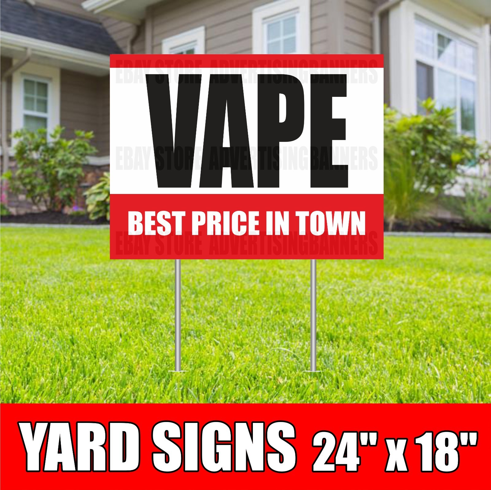 VAPE Yard Sign with H-Stakes Best Price in Town tobacco Cigarettes Hookah SHOP