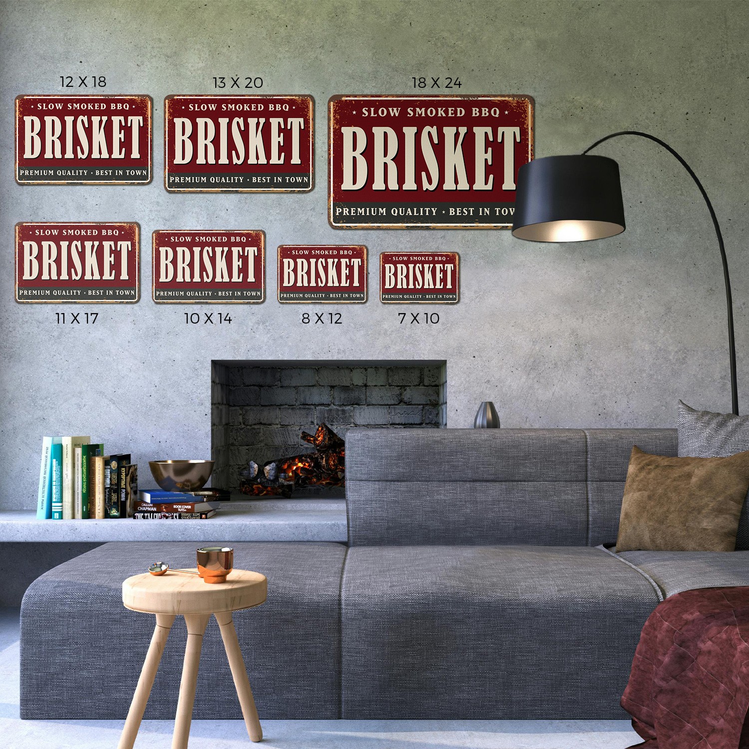 Brisket Sign Low Slow Smoke Durable Perfect for Patios Kitchens Food