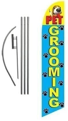 Pet Grooming Advertising Feather Banner Swooper Flag Set with 15 Foot Flag…