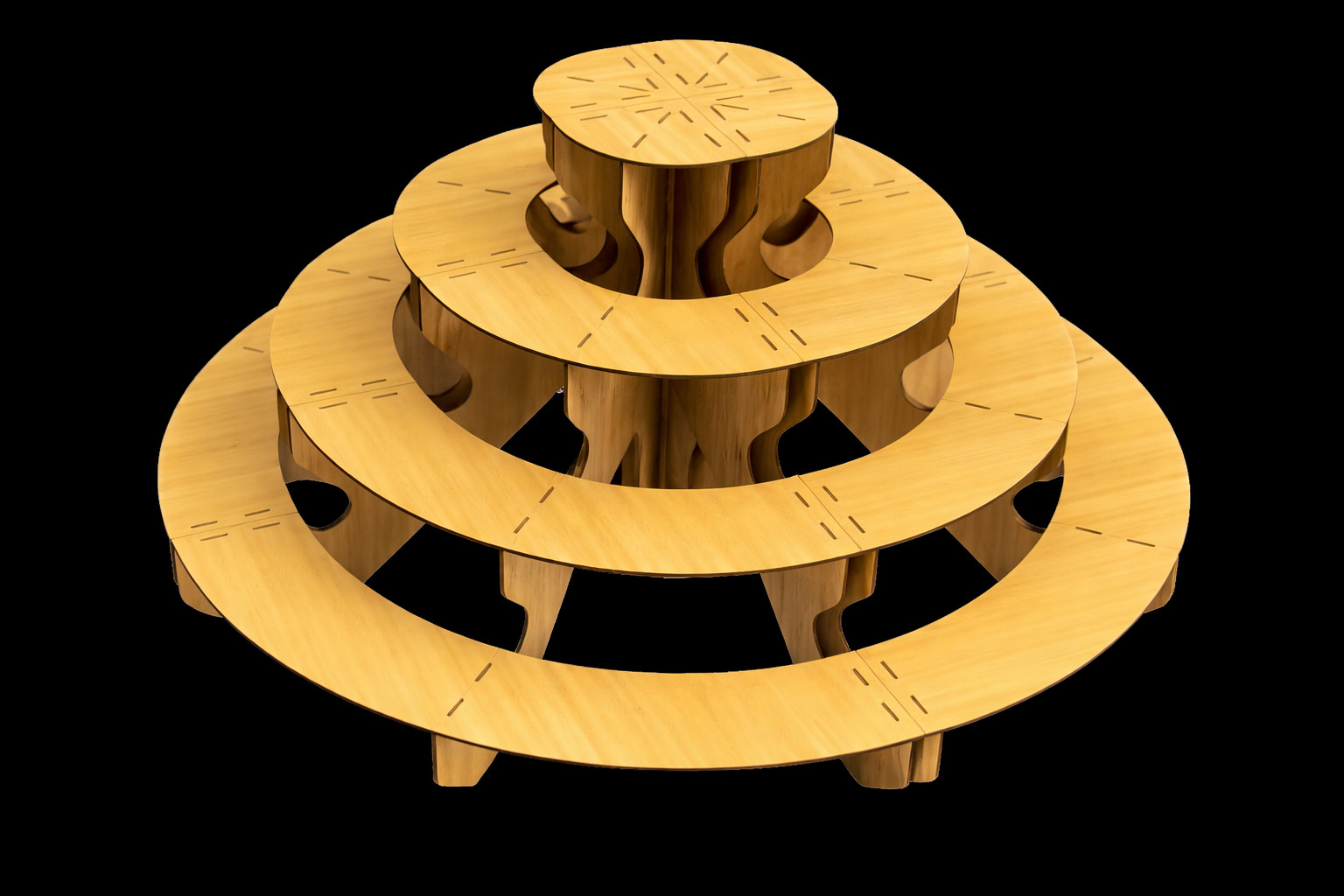 Display Stand 4 Tier MDF Modular Straight & Curved Sets Flat Pack
