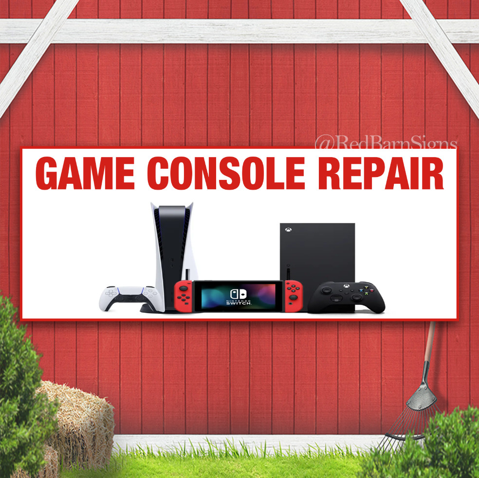 Game Console Repair Indoor Outdoor Banner Sign with grommets