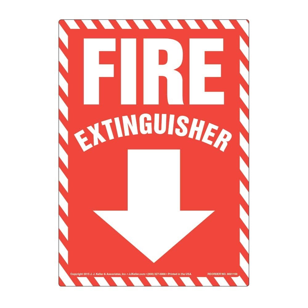 5 Pack Fire Extinguisher Sign 7×10 Inch Vinyl Self Adhesive Down Arrow
