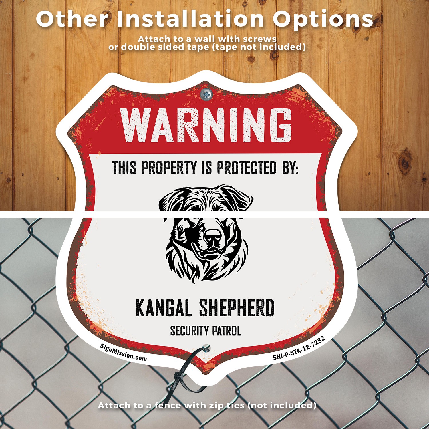 Warning Property Protected by Kangal Shepherd Made in th Shield Sign With Stake