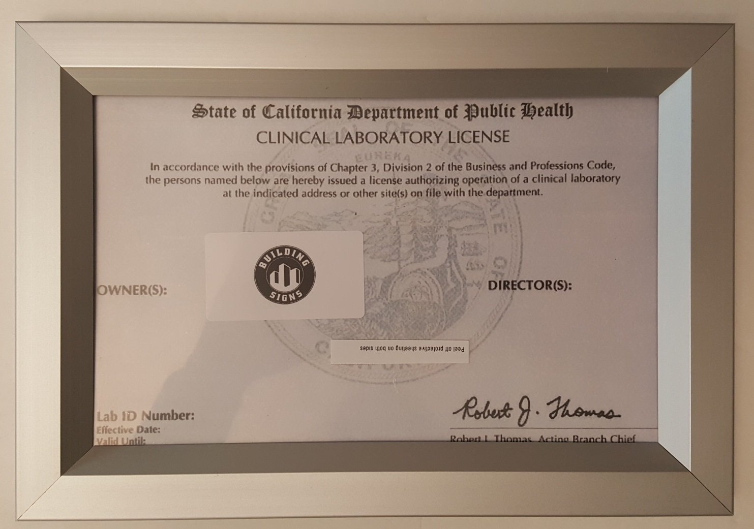 LICENSE FRAME CA 8.5 X 5.5 ( Heavy Duty – Aluminum)-REF24-1027