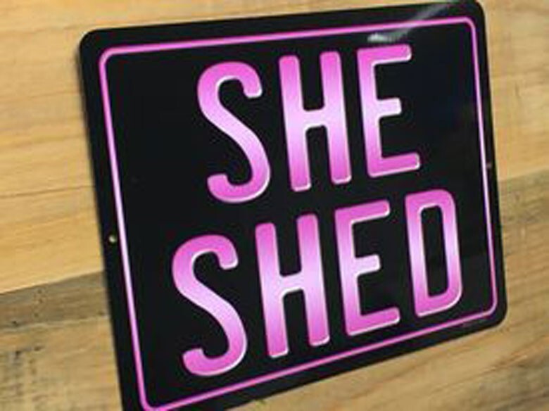 “SHE SHED” 12″ x 9″ Aluminum High Glass Sign Made In USA New