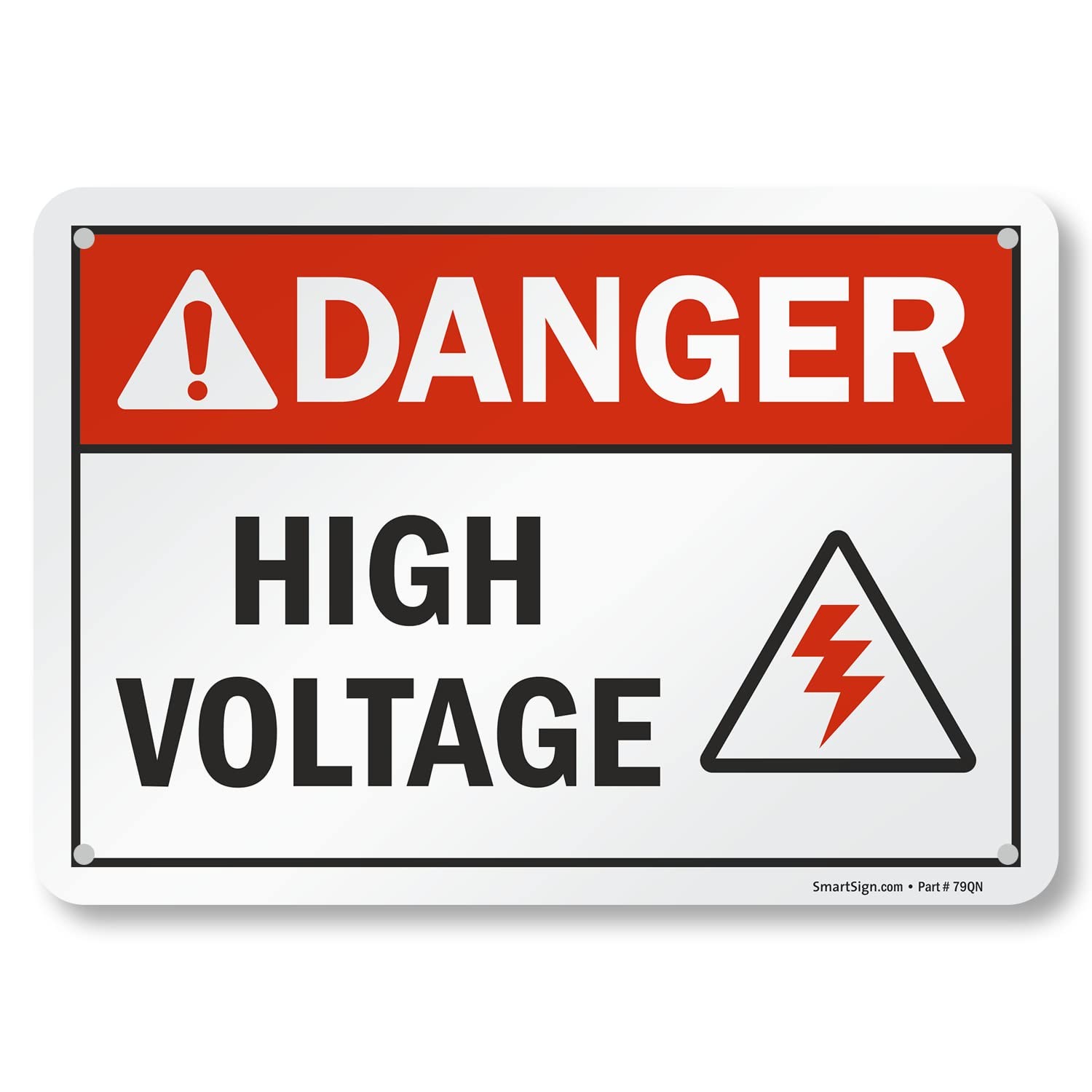 – U9-1761-NA_7x10 “Danger – High Voltage” Sign | 7″ x 10″ Aluminum Black/Red …