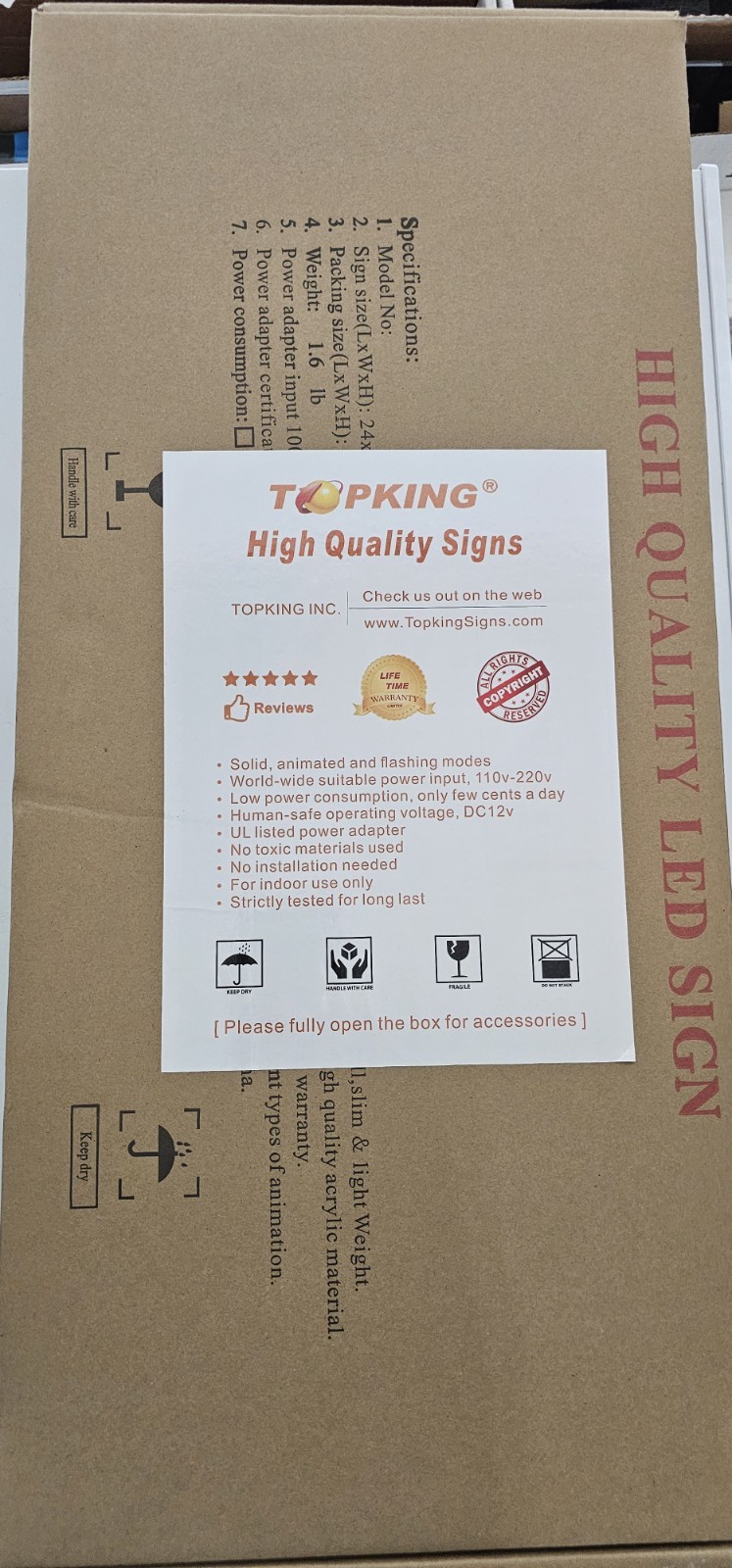 Tattoo Sign, 24″x12″, 60x30cm, TOPKING, LED
