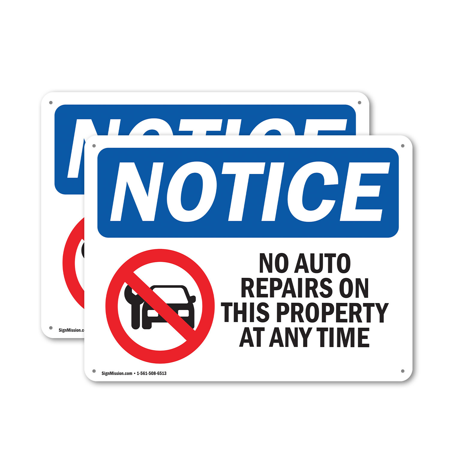 (2 Pack) No Auto Repairs On This Property OSHA Notice Sign Decal Metal Plastic