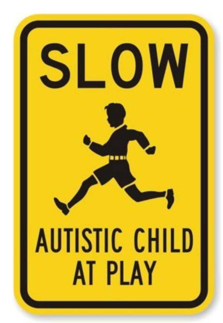 Aluminum Metal Autistic Child Play Road Sign 8×12 Inches Safety Warning Home