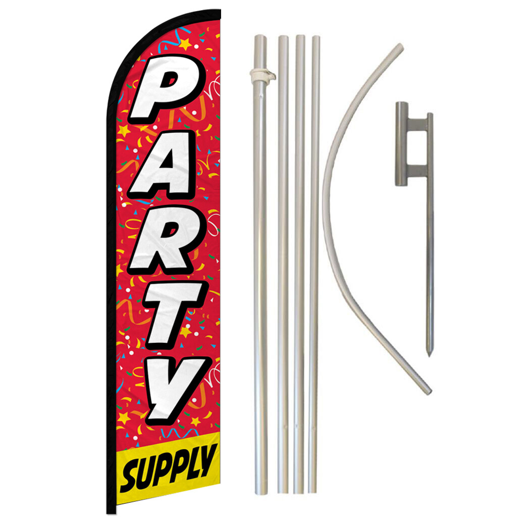 Party Supply Full Curve Windless Swooper Flag & Pole Kit Decorations
