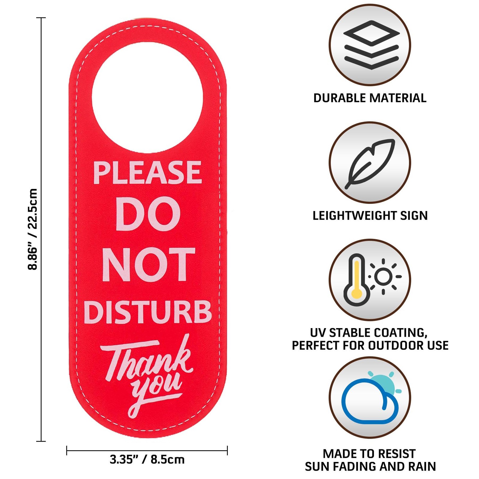 2 PCS PU Leather Door Hanger Sign Green Welcome Red Do Not Disturb 8.86×3.35