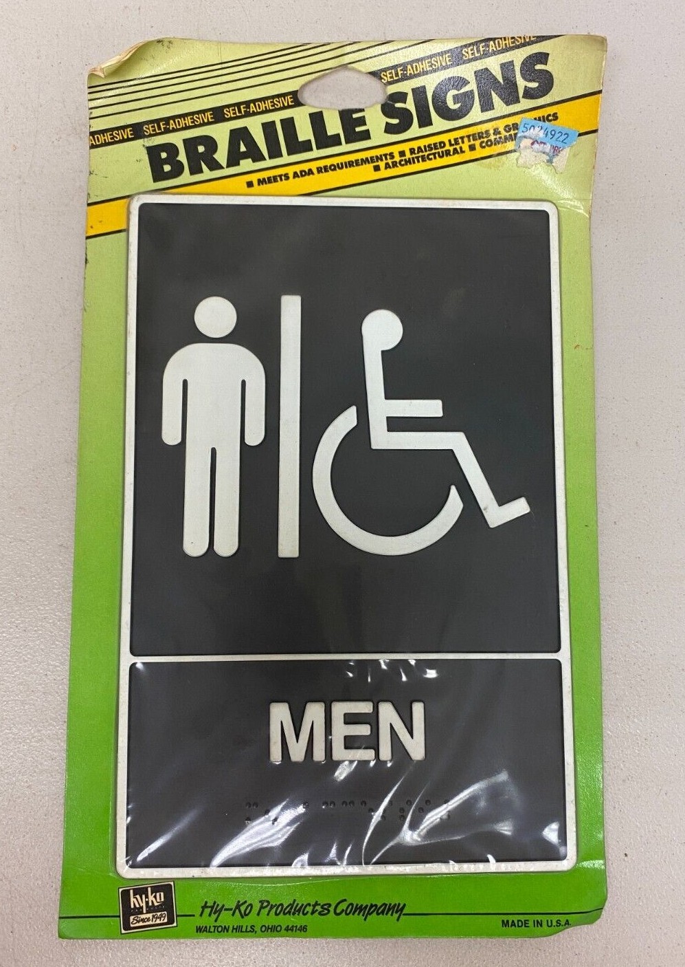 MEN/HANDICAPPED SELF-ADHESIVE BRAILLE SIGNS HY KO PRODUCTS COMAPANY