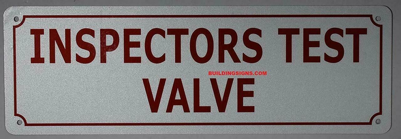 Inspectors Test Valve Sign (White,Reflective !!, Aluminium 3X6)–REF24-1027