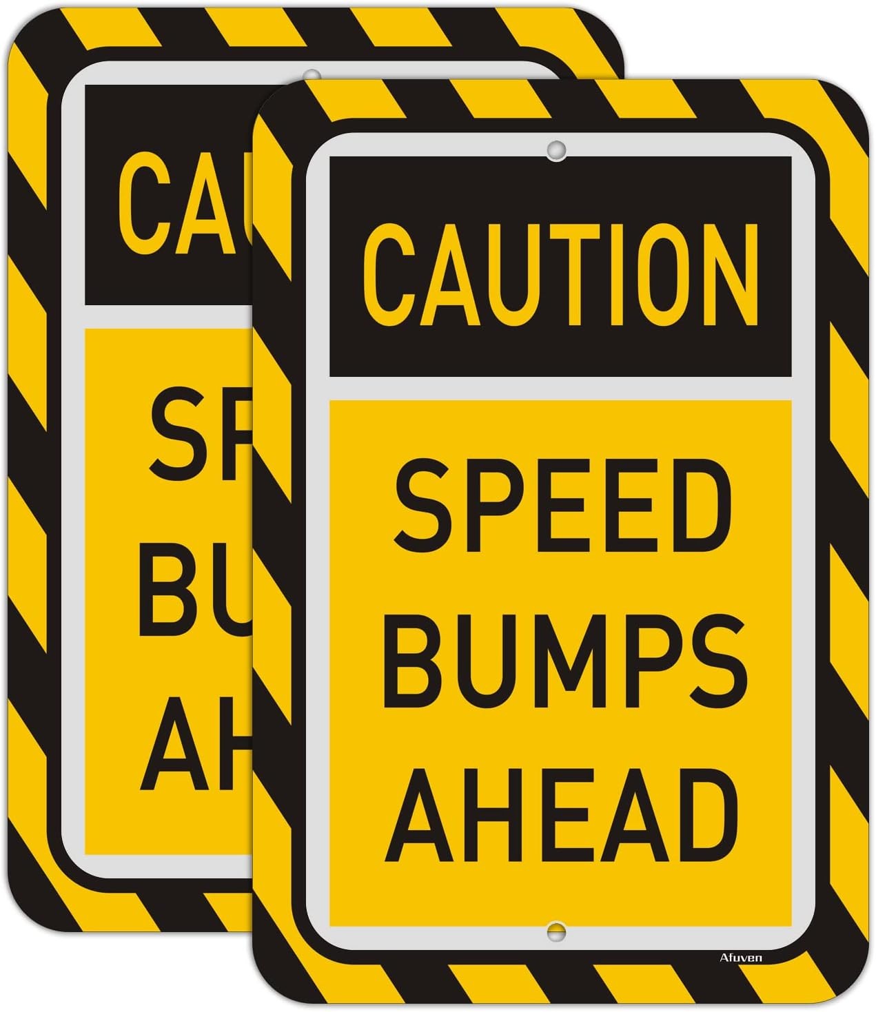 Speed Bumps Ahead Signs – 2 Pack Reflective Metal, 18″x12″, Rust Free