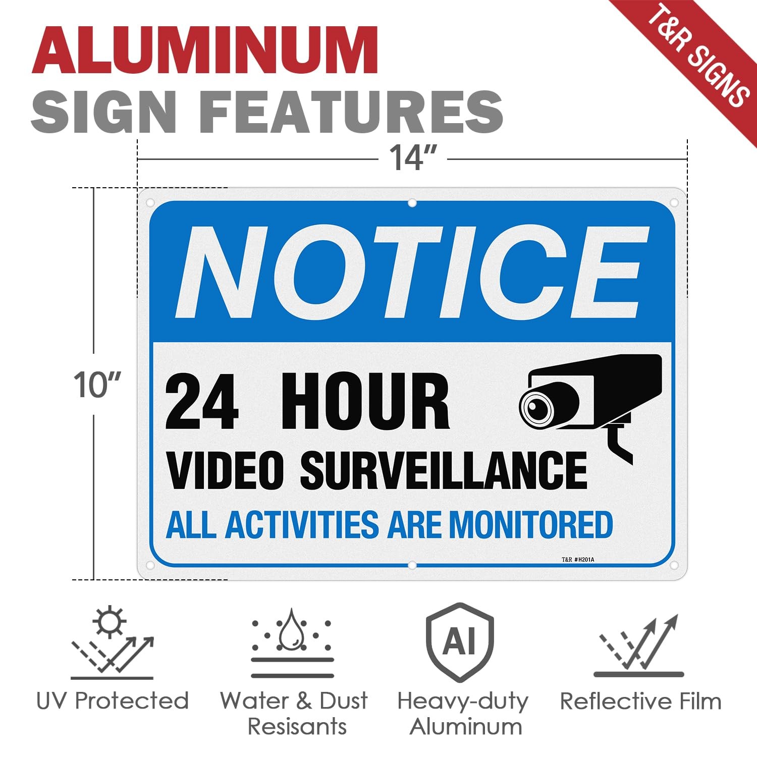 Video Surveillance Sign 10×14 Reflective Aluminum Outdoor Warning Sign