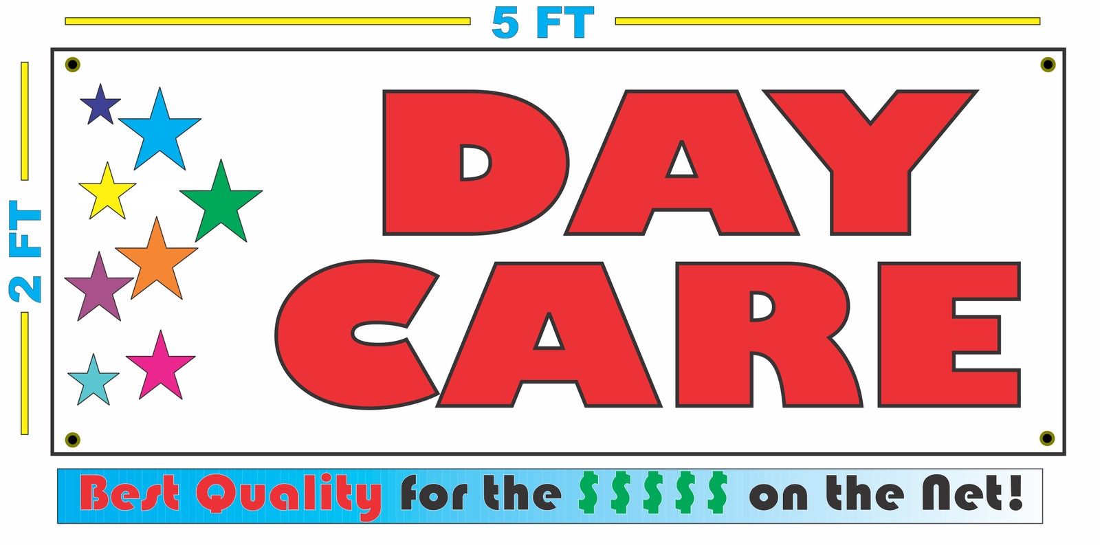 DAY CARE w Multi Colored Stars Banner Sign NEW Larger Size