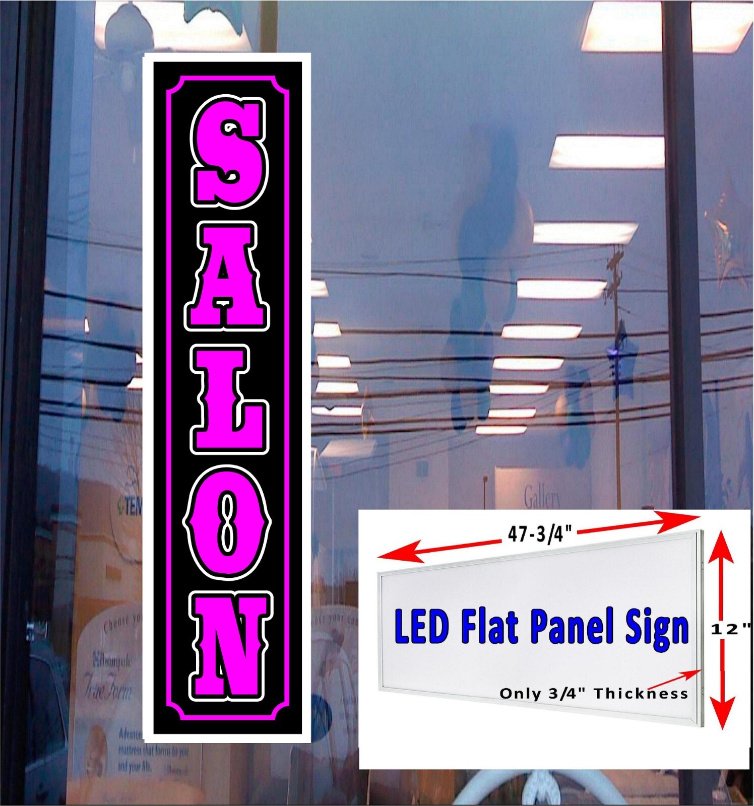 SALON Led Light box Window sign 48″x12″