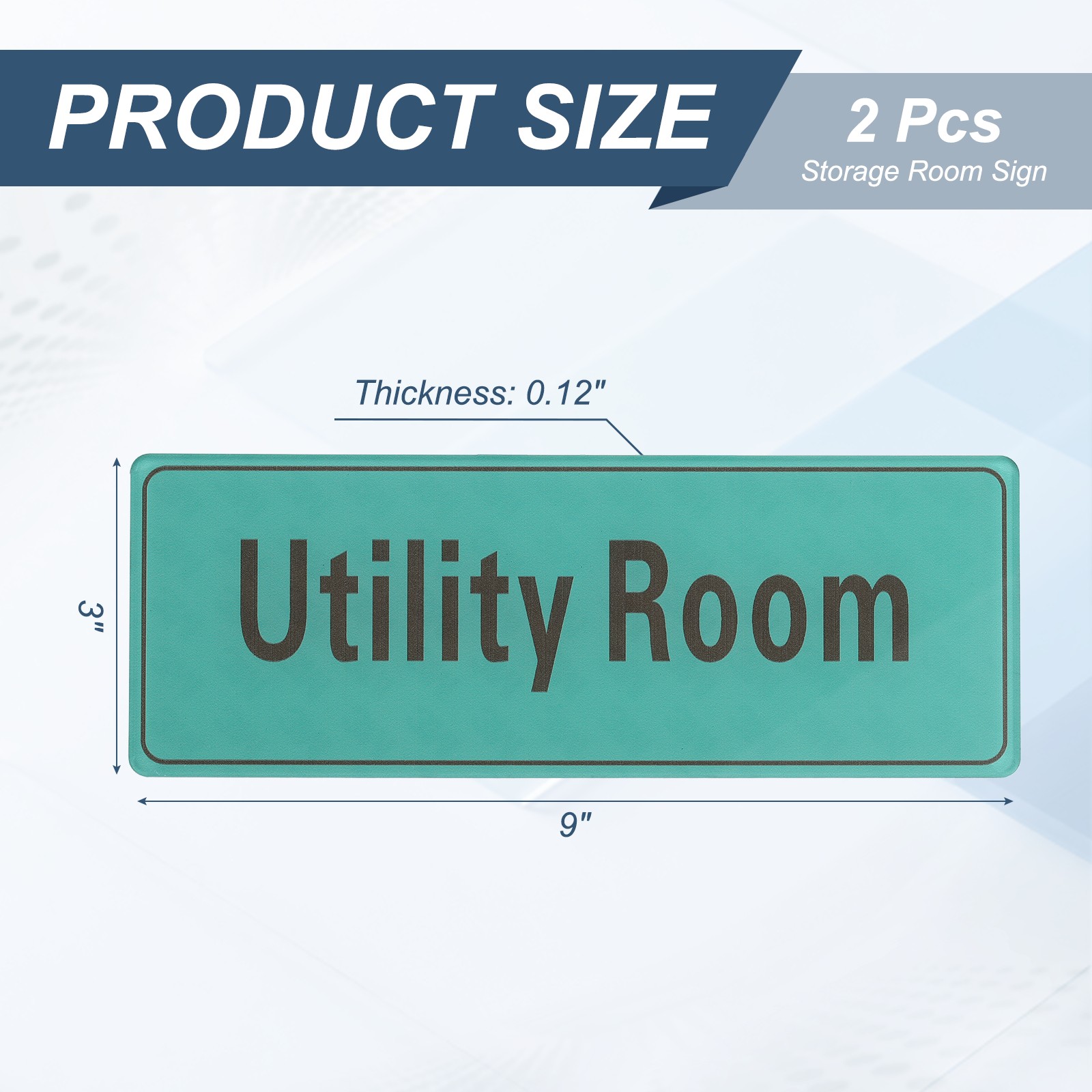 9″x3″ Utility Room, 2Pcs Room Door Sign, Light Green with Charcoal Gray Text