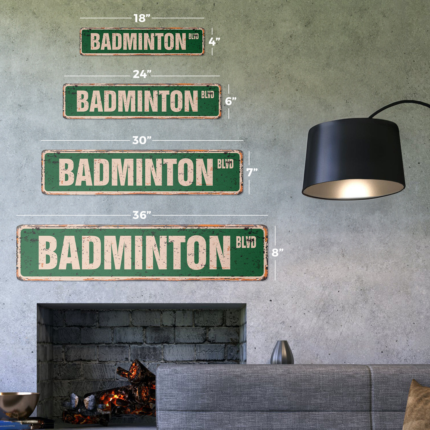 BADMINTON Vintage Street Sign shuttlecock racquet shuttle net sport
