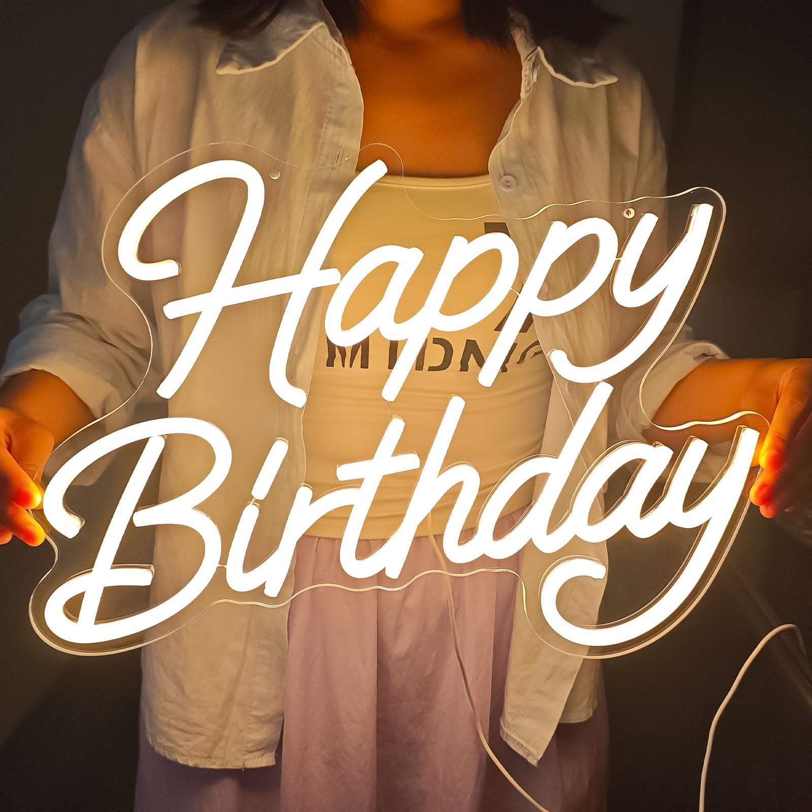 Happy Birthday Neon Sign for Wall Decor, LED Happy Birthday Light Up Sign | D…