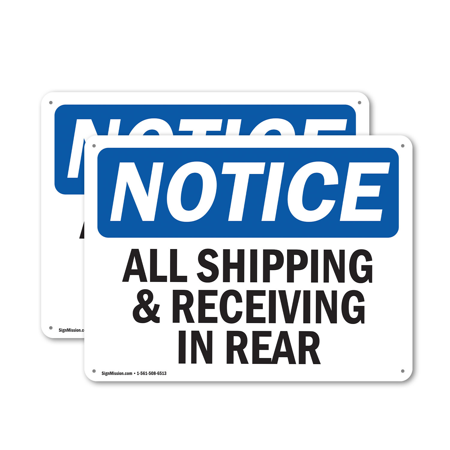 (2 Pack) All Shipping And Receiving In Rear OSHA Notice Sign Decal Metal Plastic