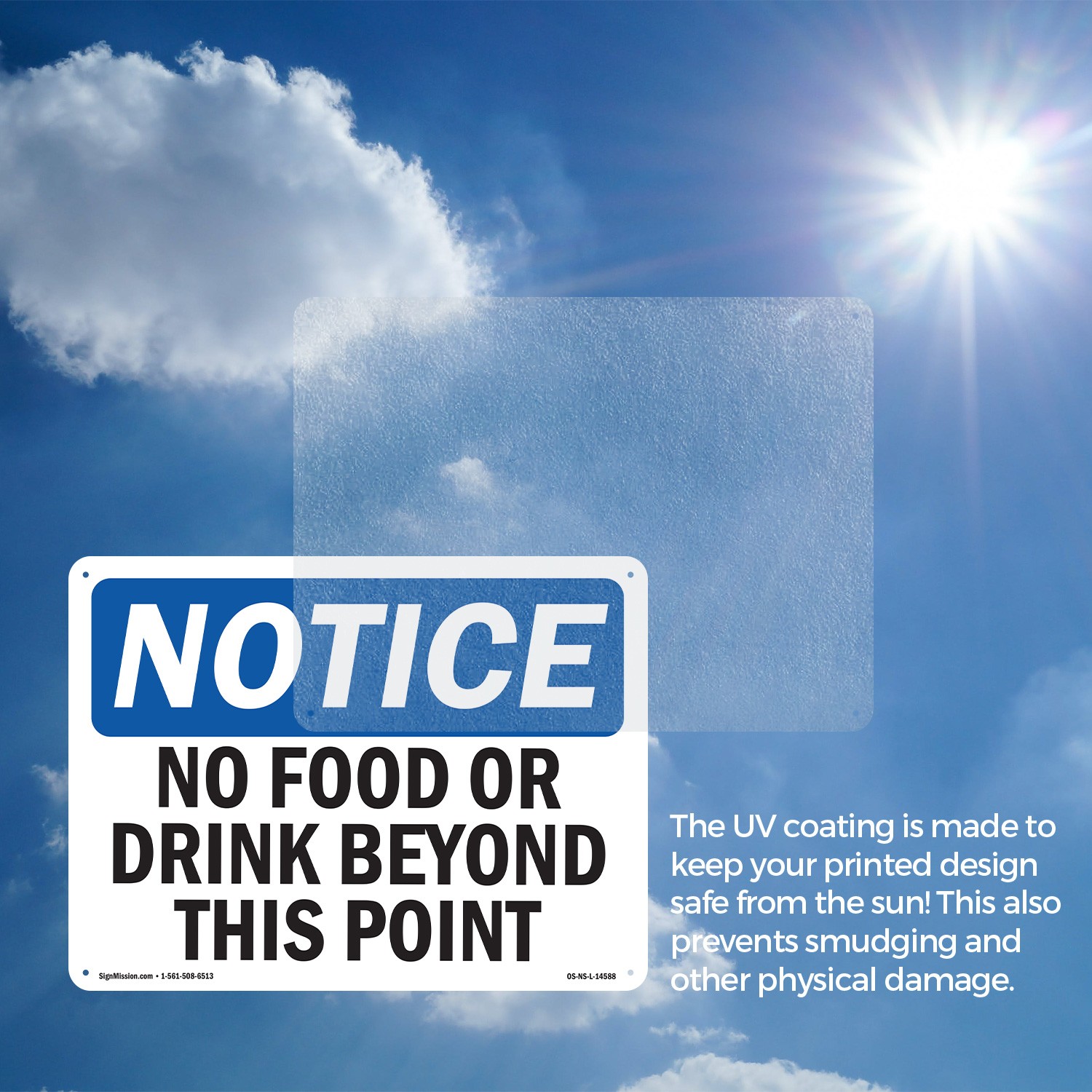 No Food Or Drink Beyond This Point OSHA Notice Sign Metal, Decal – 5 or 10 Pack