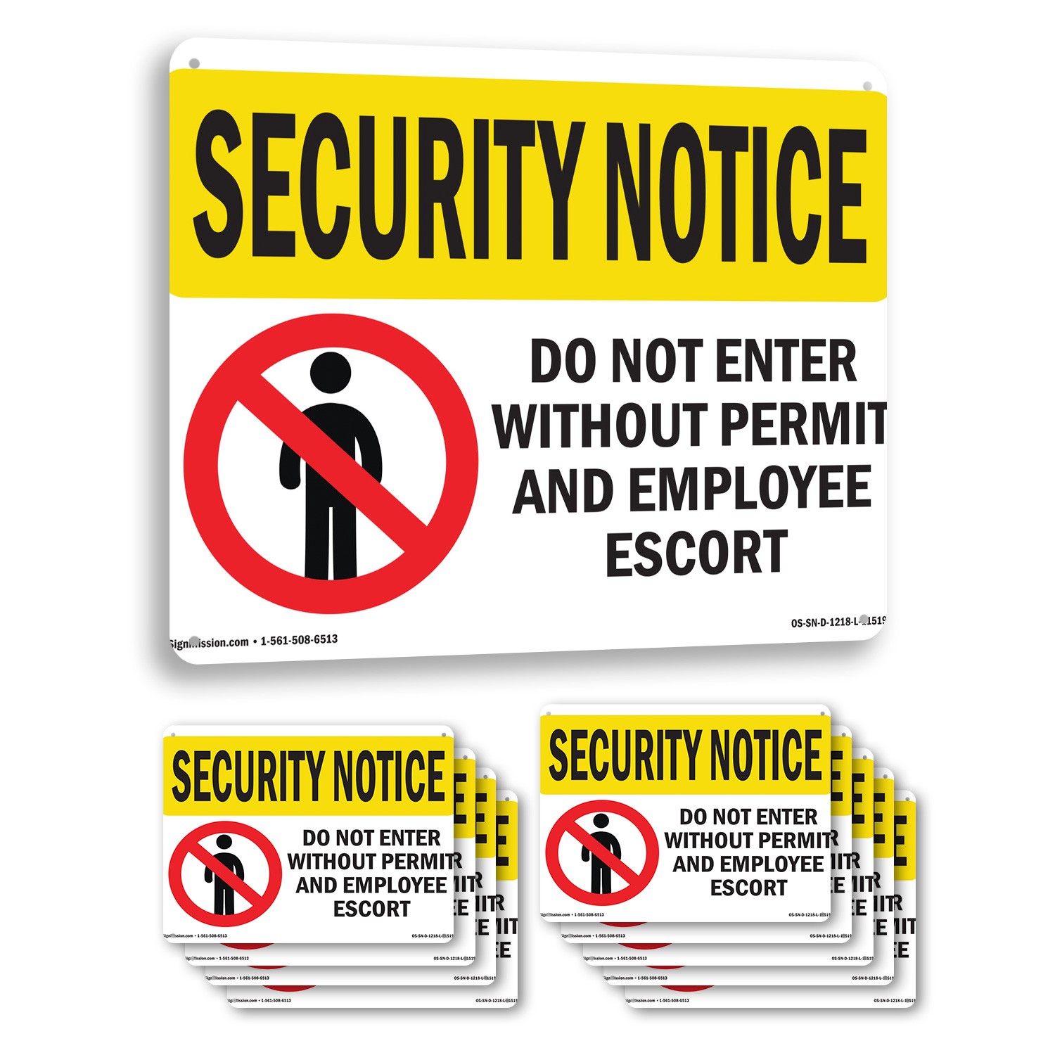 Do Not Enter Without Permit OSHA Security Notice Sign Or Decal – 5 or 10 Pack