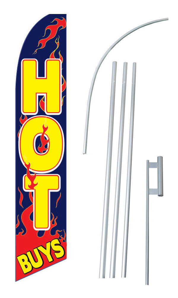 Hot Buys Blue Yellow Red Flame Swooper Flag Kit