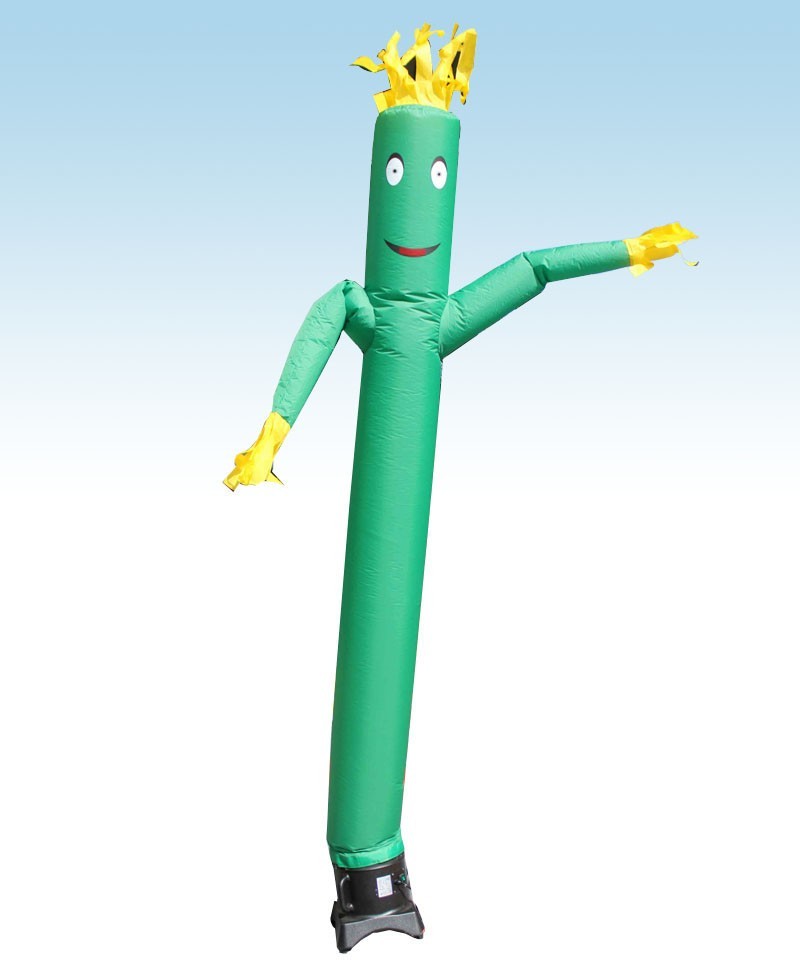 Advertising Inflatable Tube Man 12ft Green Blow Up Wavy Flailing with Blower