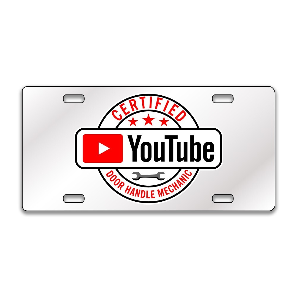 CERTIFIED DOOR HANDLE MECH Chrome or Black Acrylic Standard License Plate LP0245