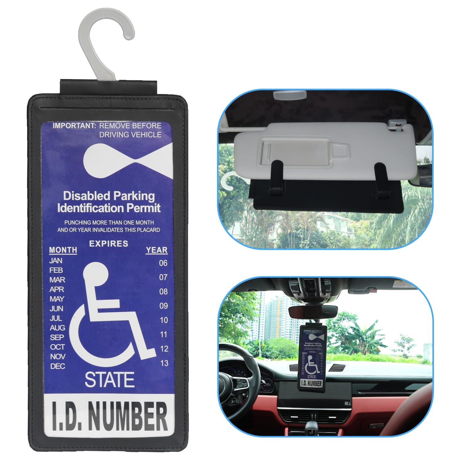 Yuoyar Handicap Placard Holder, Portable Transparent Universal, black
