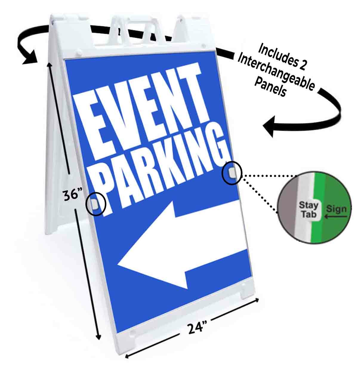 EVENT PARKING LEFT ARROW Signicade 24×36 Aframe Sidewalk Sign Banner Decal