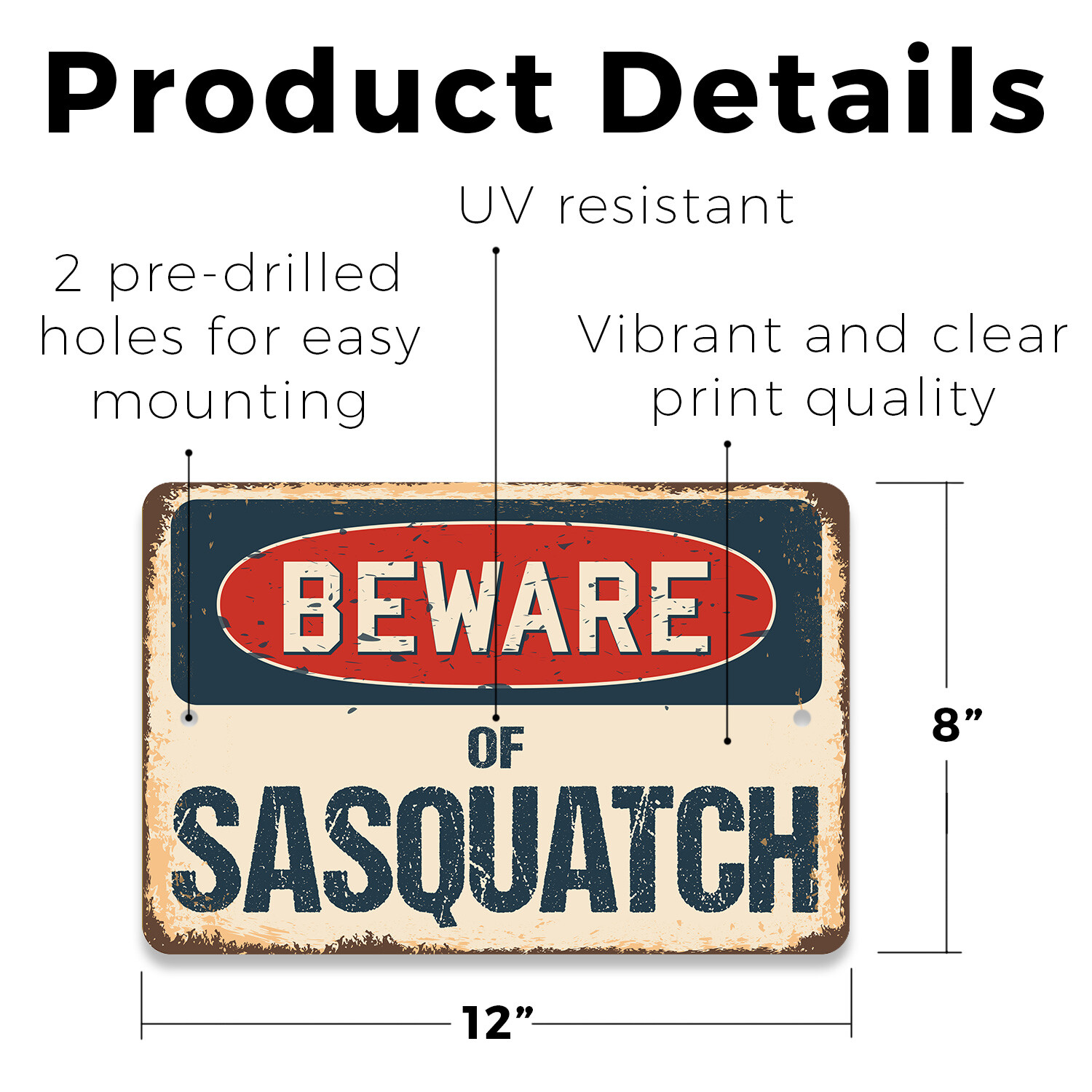 Sasquatch (3 Pack) Plastic Street Sign Crossing Warning Vintage Rustic Beware