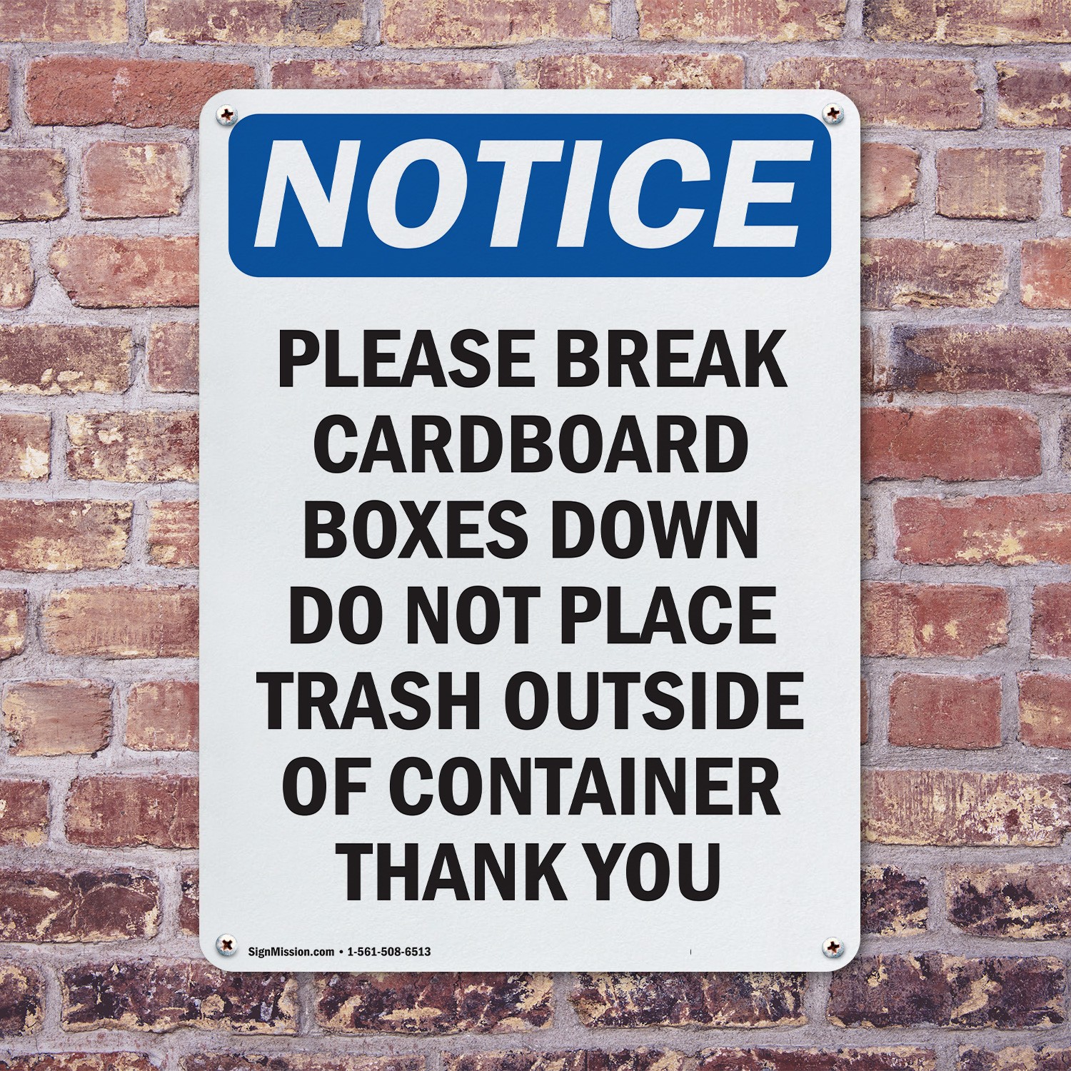 (2 Pack) Please Break Cardboard Boxes Down OSHA Notice Sign Decal Metal Plastic