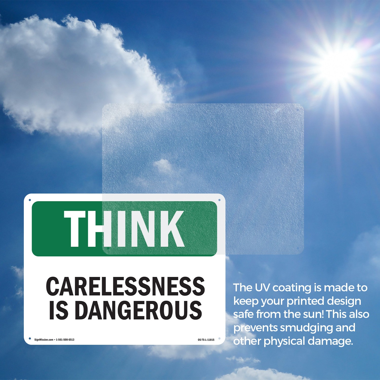 Carelessness Is Dangerous OSHA Think Sign Metal, Plastic, Decal – 5 or 10 Pack