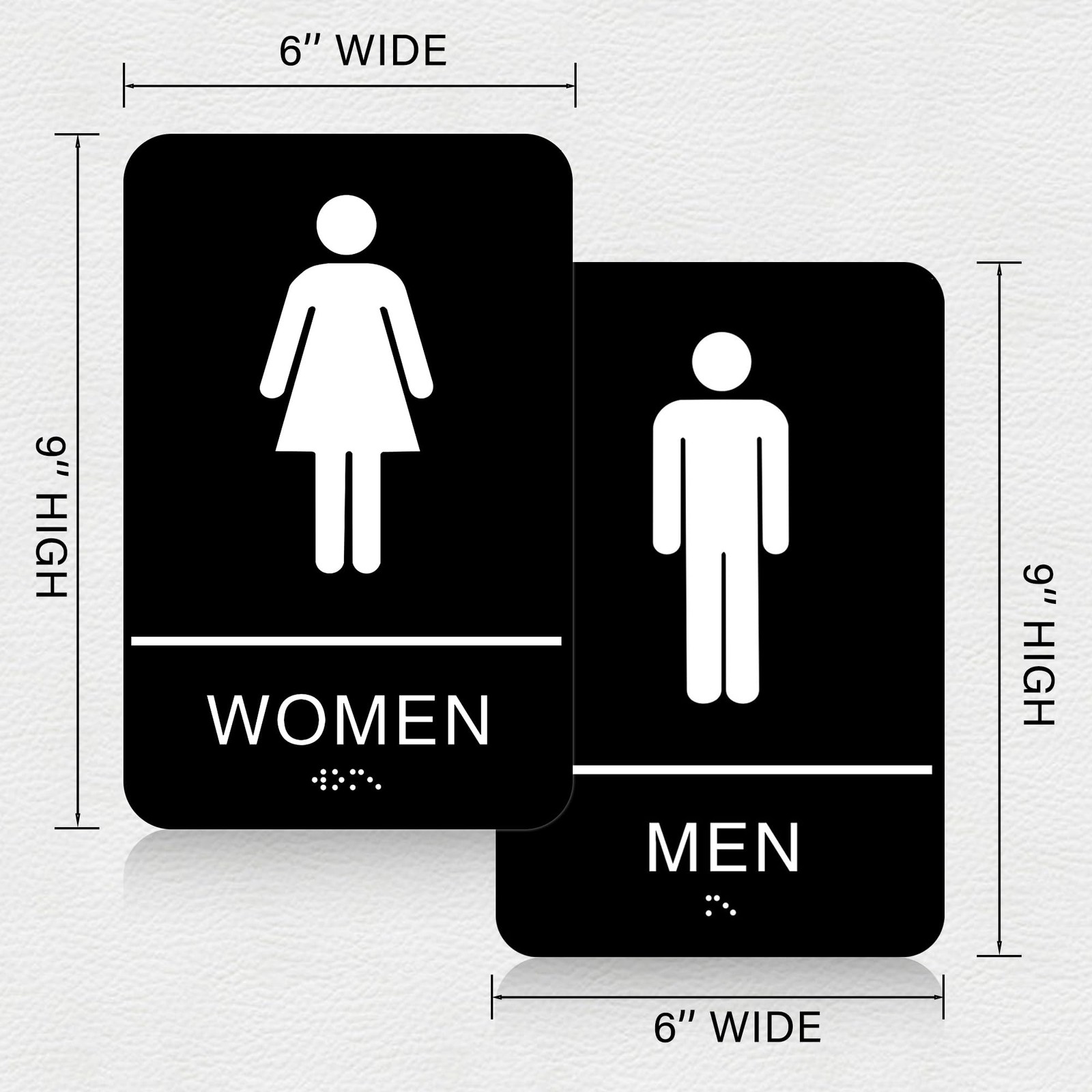 Self-Stick ADA Braille Unisex Restroom Signs, 9 x 6 Inch Bathroom Signs with …