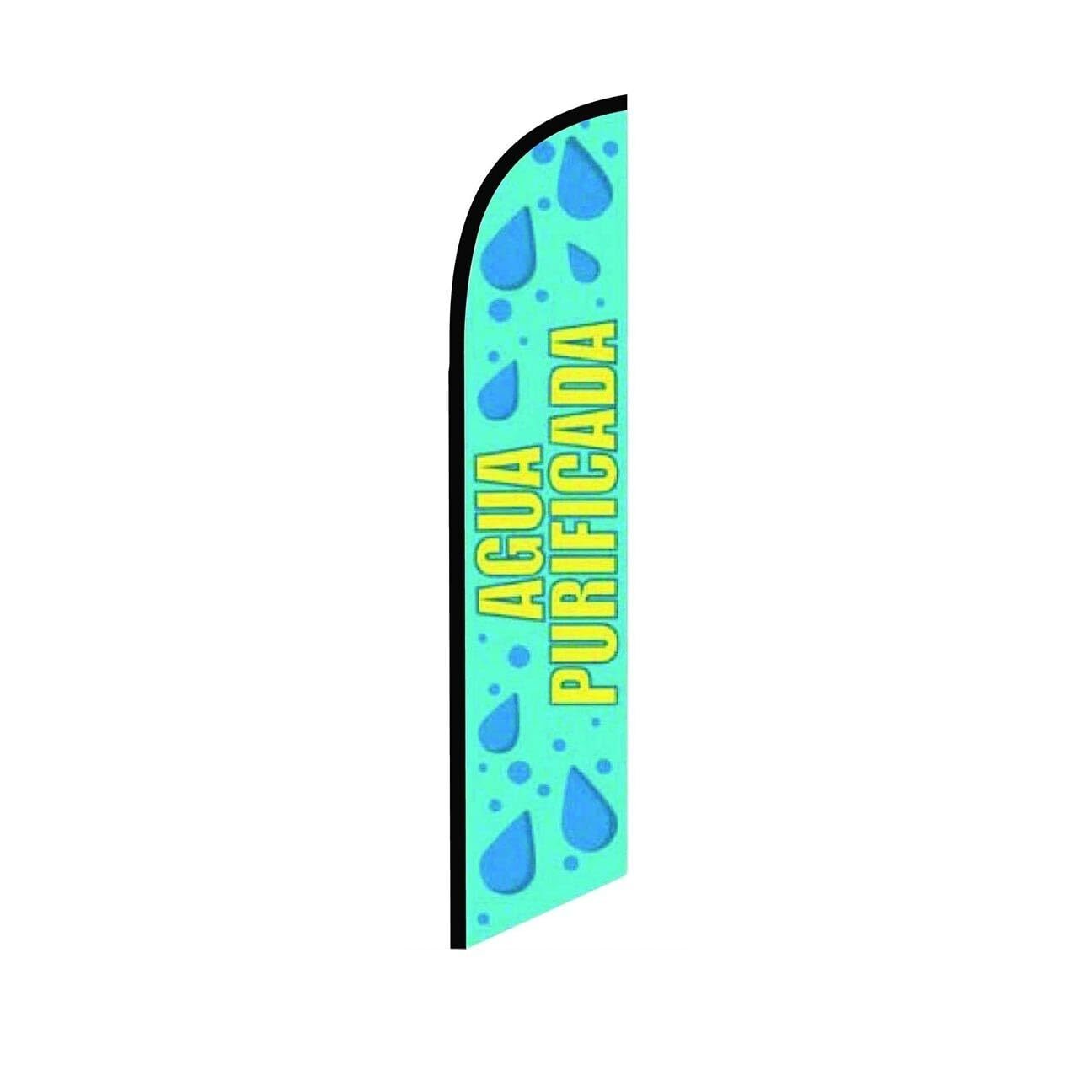 Agua Purificada Light Blue Swooper Flutter Feather Flag | 3ft W x 11.5ft Tall