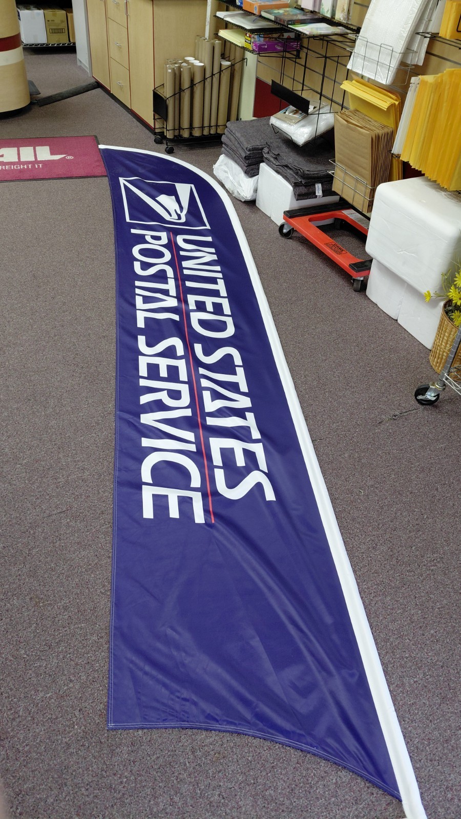 USPS double sided Feather banner 15 feet with heavy duty post office