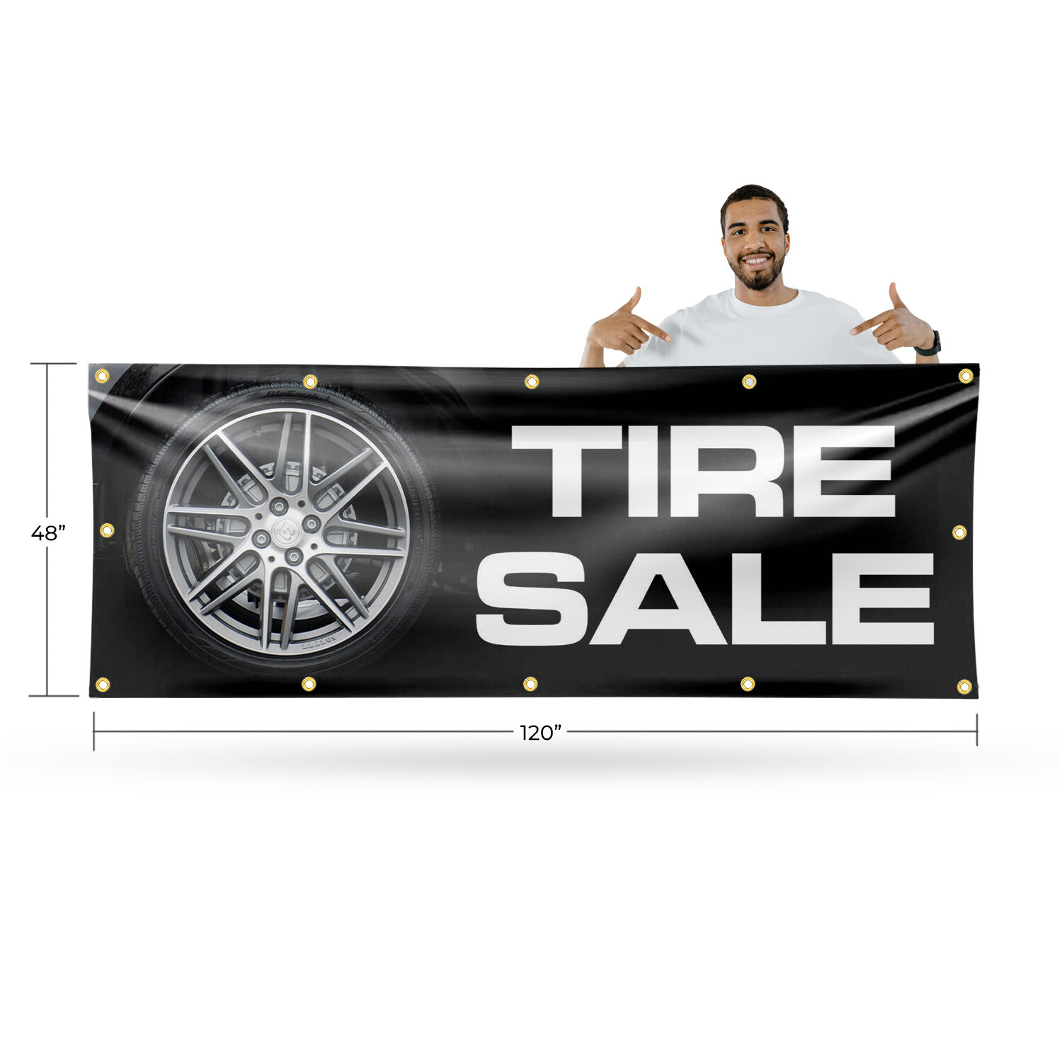 Tire Sale 13 oz Vinyl Banner Sign with Metal Grommets Heavy-Duty Single-Sided